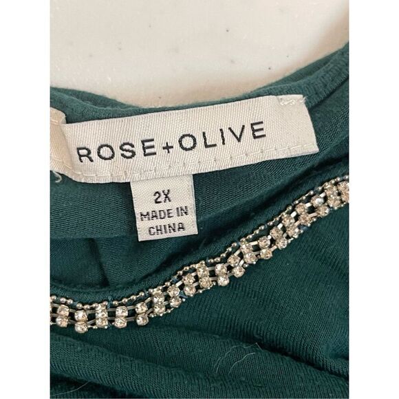 Rose + Olive women’s bundle lot blouse size 2X green and blue - Picture 9 of 13